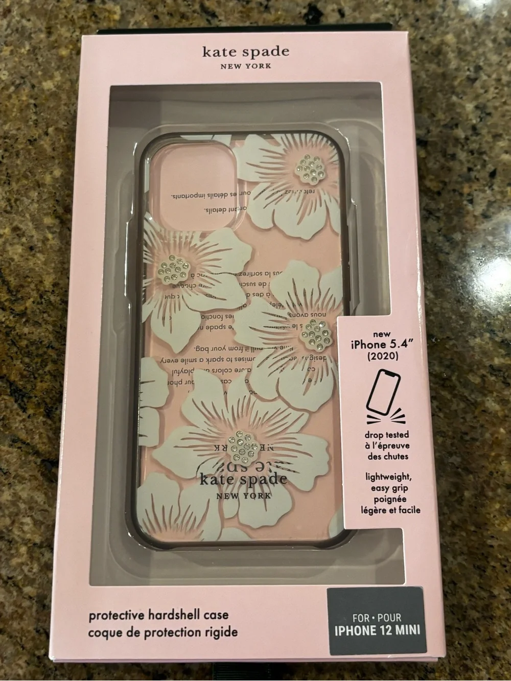 kate spade Pink Floral Hard Shell iPhone 12 Mini Case with White Flowers